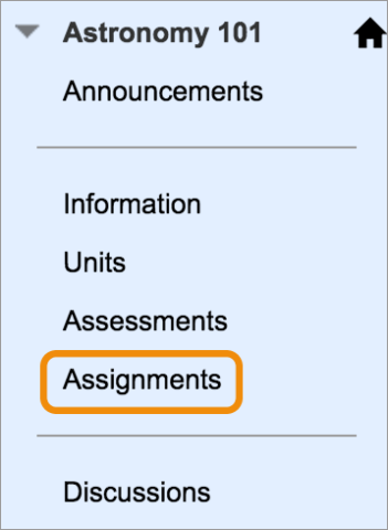 menu item showing the assignment link