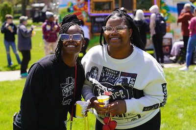 two students standing together